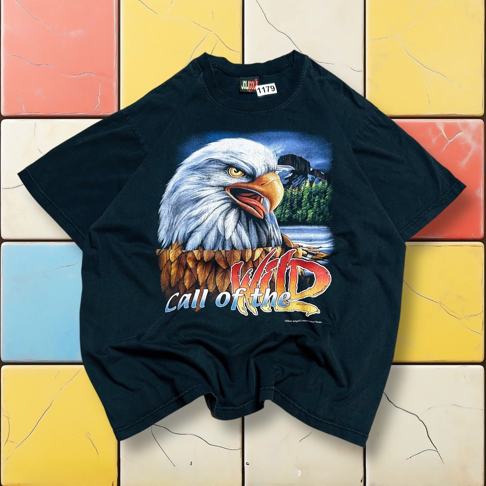 Vintage Motorcycle‎ Eagle Biker Tee Y2K Men L Black Call of the Wild Graphic